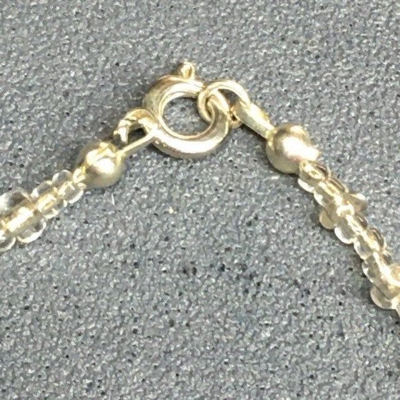 Ankle Bracelet Anklet Blue Striped Silver Lined Clear White Soft Girl Retro BoHo - Picture 4 of 5